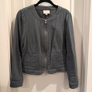 LOFT Women’s Full Zip Denim Motorcycle Blazer Size 8